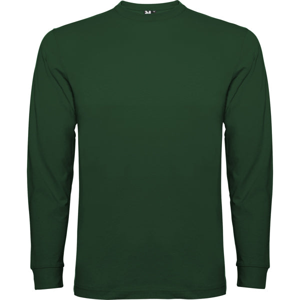 Roly Pointer men's long-sleeve T-shirt in bottle green, ready for logo printing or embroidery