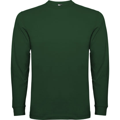 Roly Pointer men's long-sleeve T-shirt in bottle green, ready for logo printing or embroidery