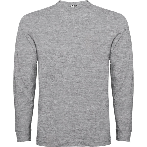 Roly Pointer men's long-sleeve T-shirt in heather grey, ready for logo printing or embroidery