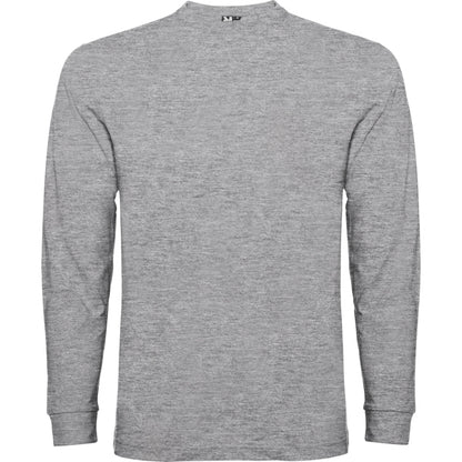 Roly Pointer men's long-sleeve T-shirt in heather grey, ready for logo printing or embroidery