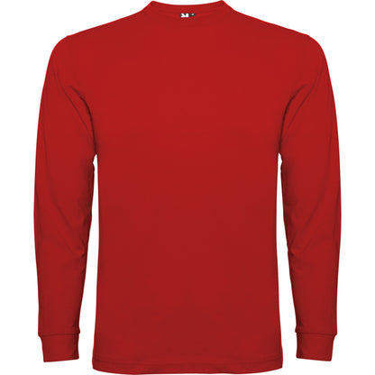 Roly Pointer men's long-sleeve T-shirt in red, ready for logo printing or embroidery