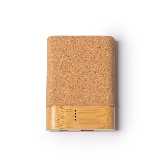 Stamina Kobe bamboo and cork power bank 5000 mAh in beige, ready for laser engraving