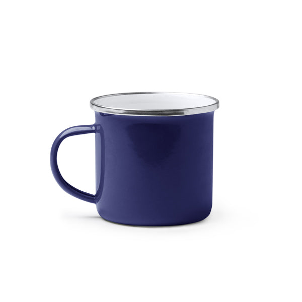 Stamina Cardif retro-style enameled metal mug 380 ml in royal blue, ready for laser engraving