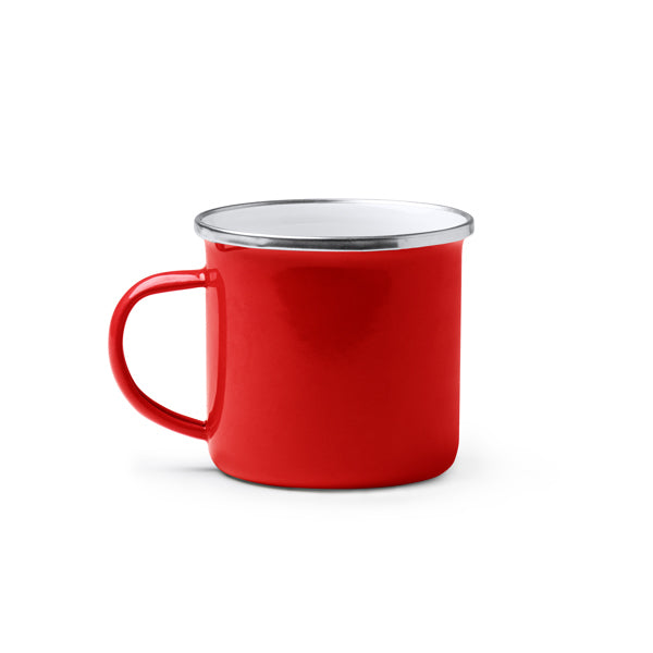 Stamina Cardif retro-style enameled metal mug 380 ml in red, ready for laser engraving