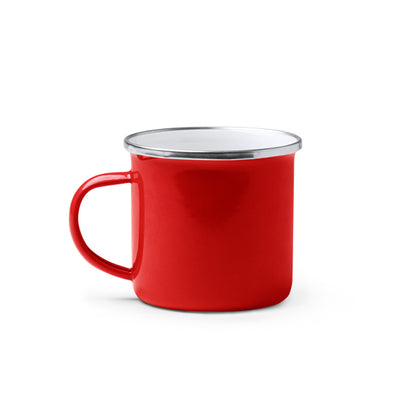 Stamina Cardif retro-style enameled metal mug 380 ml in red, ready for laser engraving