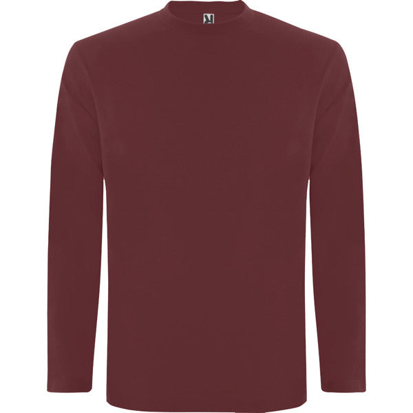 Roly Extreme men's long-sleeve T-shirt in berry red, ready for logo printing or embroidery