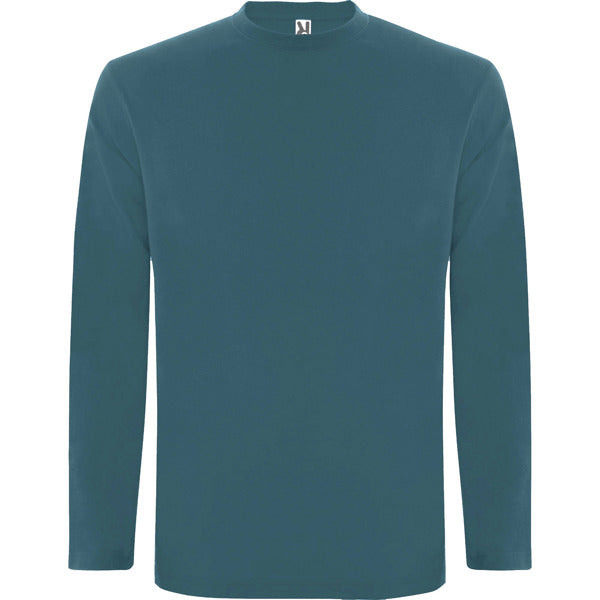 Roly Extreme men's long-sleeve T-shirt in storm blue, ready for logo printing or embroidery