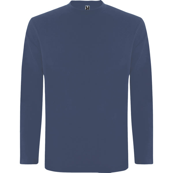 Roly Extreme men's long-sleeve T-shirt in denim blue, ready for logo printing or embroidery