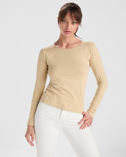Roly Extreme Woman women's long-sleeve T-shirt in white, alternative view, ready for logo printing or embroidery