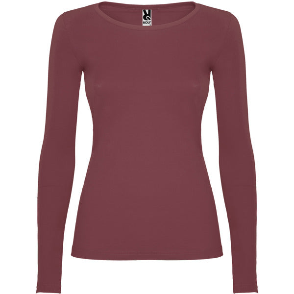 Roly Extreme Woman women's long-sleeve T-shirt in berry red, ready for logo printing or embroidery