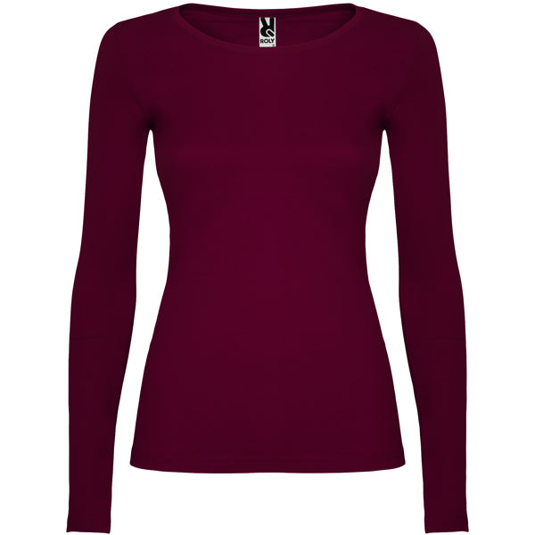 Roly Extreme Woman women's long-sleeve T-shirt in garnet, ready for logo printing or embroidery