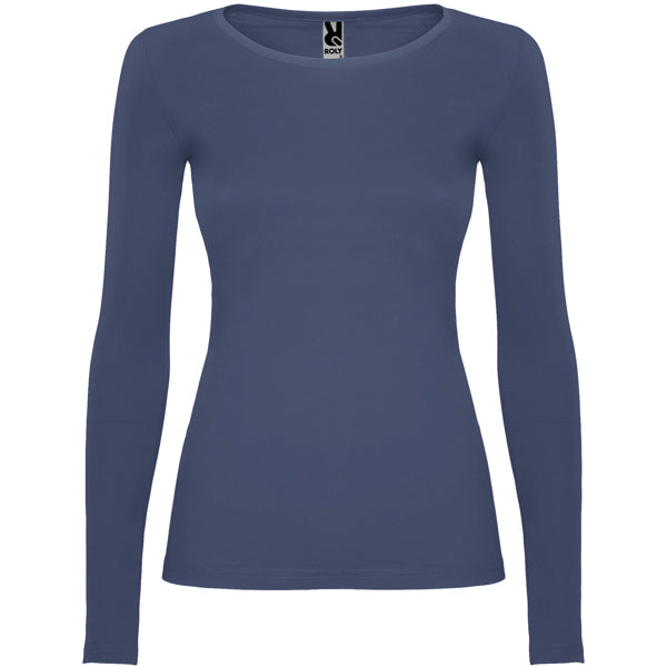 Roly Extreme Woman women's long-sleeve T-shirt in denim blue, ready for logo printing or embroidery