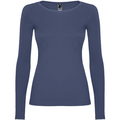 Roly Extreme Woman women's long-sleeve T-shirt in denim blue, ready for logo printing or embroidery