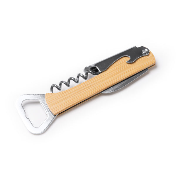 Stamina Saipan stainless steel and bamboo bottle opener, ready for laser engraving
