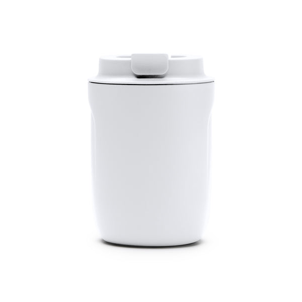 Stamina Tanik double-walled stainless steel thermal cup in white, ready for laser engraving
