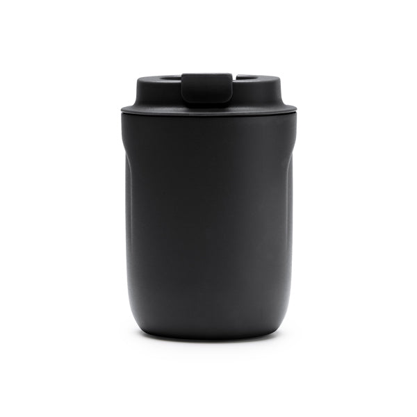Stamina Tanik double-walled stainless steel thermal cup in black, ready for laser engraving