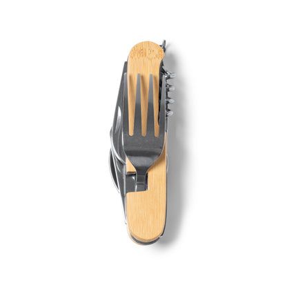 Stamina Diyon bamboo cutlery set in beige, ready for laser engraving