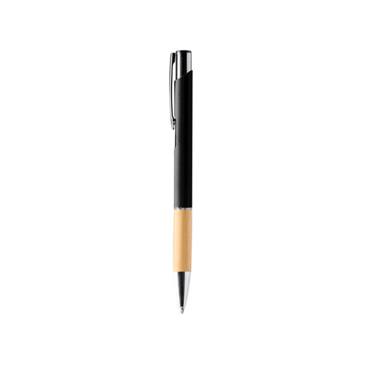 Stamina Borux aluminium and bamboo ball pen in black, ready for laser engraving