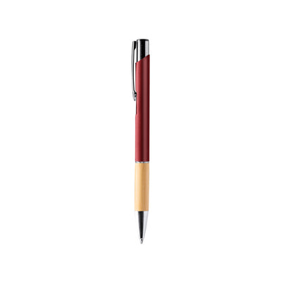 Stamina Borux aluminium and bamboo ball pen in dark red, ready for laser engraving