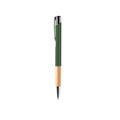 Stamina Borux aluminium and bamboo ball pen in dark green, ready for laser engraving