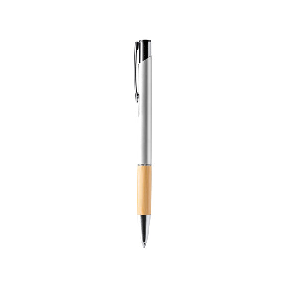 Stamina Borux aluminium and bamboo ball pen in silver, ready for laser engraving