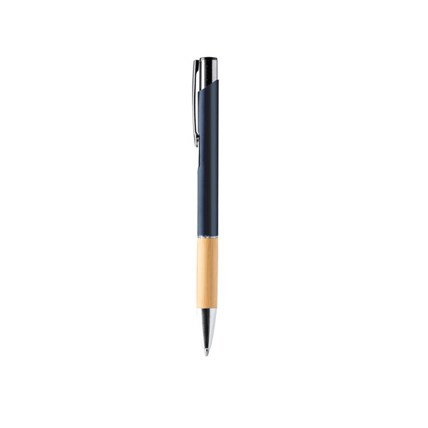 Stamina Borux aluminium and bamboo ball pen in navy blue, ready for laser engraving