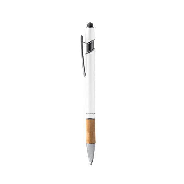 Stamina Dekel bamboo ball pen in white, ready for laser engraving