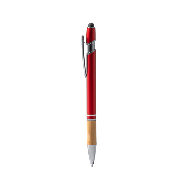 Stamina Dekel bamboo ball pen in red, ready for laser engraving