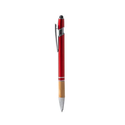 Stamina Dekel bamboo ball pen in red, ready for laser engraving