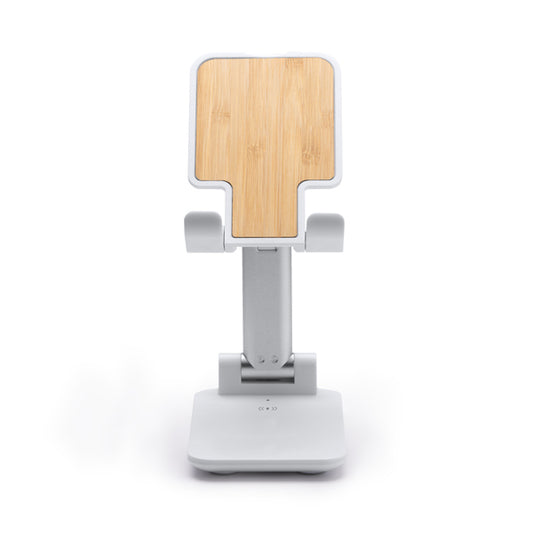 Stamina Zicum bamboo and ABS wireless charger in white, ready for laser engraving