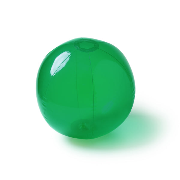 Stamina Kipar translucent PVC beach ball in fern green, ready for logo printing