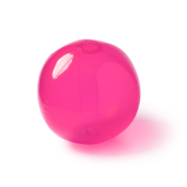 Stamina Kipar translucent PVC beach ball in fuchsia, ready for logo printing