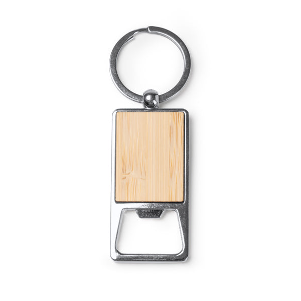 Stamina Benur bamboo keyring bottle opener in beige, ready for laser engraving