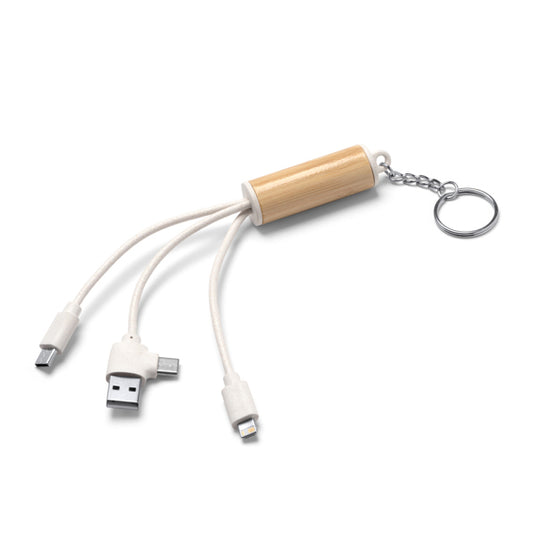 Stamina Pombo bamboo and wheat fibre charging cable, ready for laser engraving