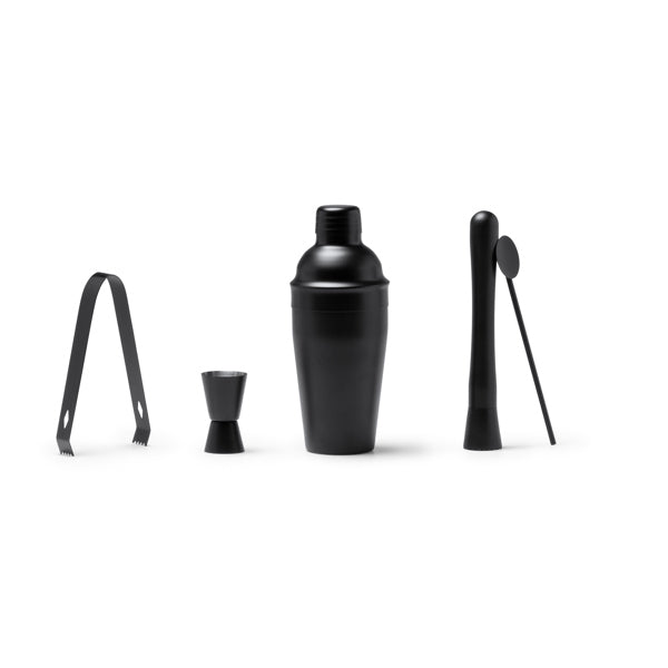 Stamina Pisco stainless steel cocktail set in black, ready for laser engraving