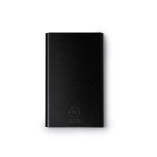 Stamina Karna recycled aluminium power bank 000 mAh in black, ready for logo printing