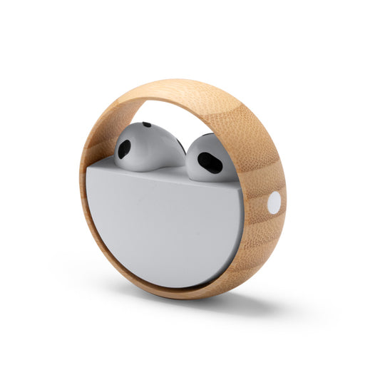 Stamina Auron recycled ABS and bamboo earbuds, ready for logo printing