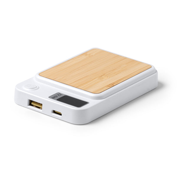 Stamina Gunder bamboo and recycled ABS power bank 000 mAh, ready for logo printing