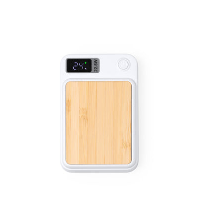 Stamina Gunder bamboo and recycled ABS power bank 000 mAh in white, ready for logo printing