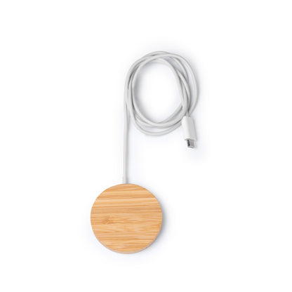 Stamina Matix bamboo wireless charger in beige, ready for logo printing