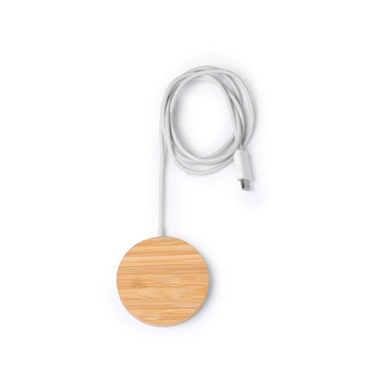 Stamina Matix bamboo wireless charger in beige, ready for logo printing