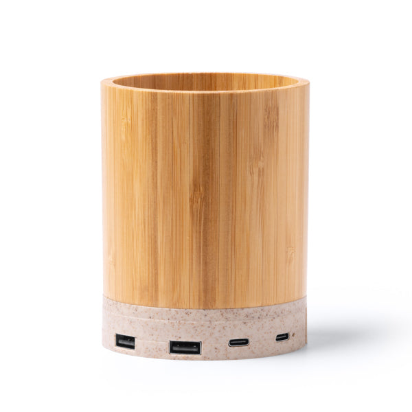 Stamina Celik bamboo and wheat fibre wireless charger in beige, ready for laser engraving