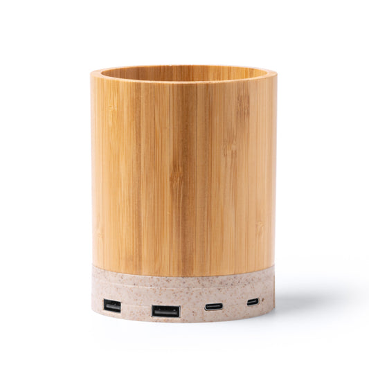 Stamina Celik bamboo and wheat fibre wireless charger in beige, ready for laser engraving
