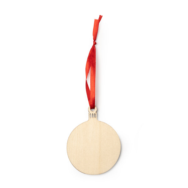 Stamina Jingle wood and polyester Christmas decoration in ball, ready for laser engraving