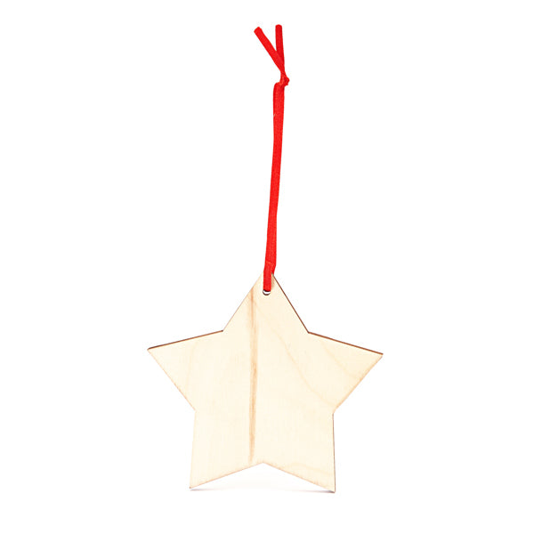 Stamina Jingle wood and polyester Christmas decoration in star, ready for laser engraving