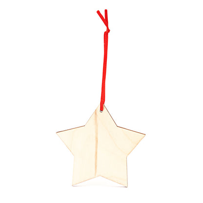 Stamina Jingle wood and polyester Christmas decoration in star, ready for laser engraving