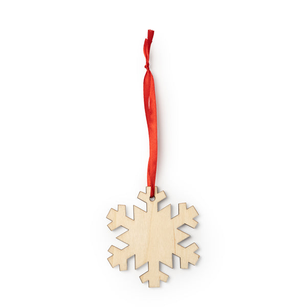 Stamina Jingle wood and polyester Christmas decoration in snowflake, ready for laser engraving