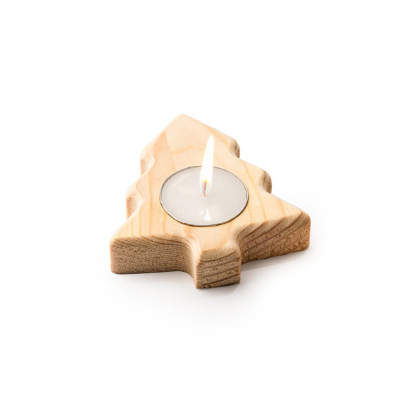 Stamina Maka candle with a wooden recipient in tree, ready for laser engraving
