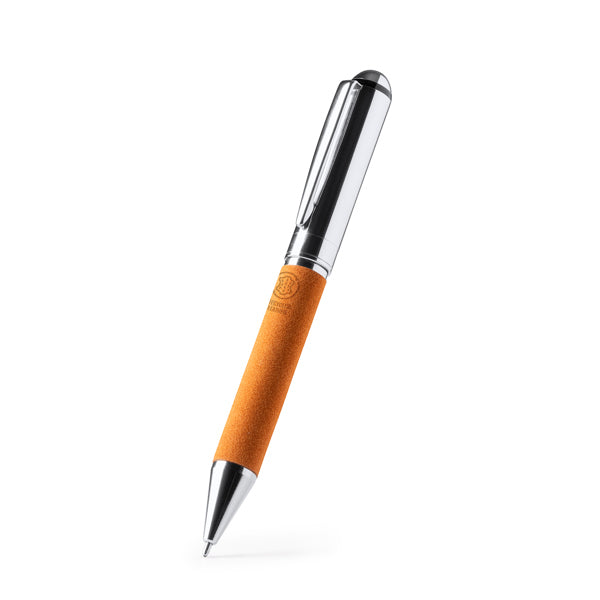 Stamina Romil metal and recycled leather ball pen, ready for laser engraving