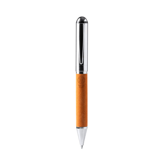Stamina Romil metal and recycled leather ball pen in beige, ready for laser engraving